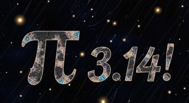 Happy Pi Day Festive Poster with Mathematical Hand Lettered Typography, Circular Pi Flourishes and Pastel Gradient Design