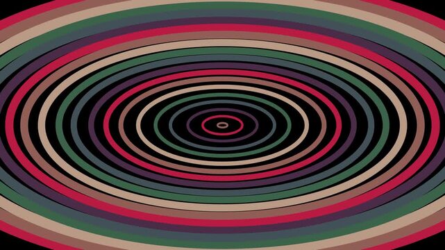 Groovy copy space video animation with radial shapes scale up in zoom video effect. Vintage 80s or seventies look