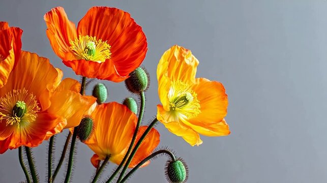 Vibrant orange poppy flowers
