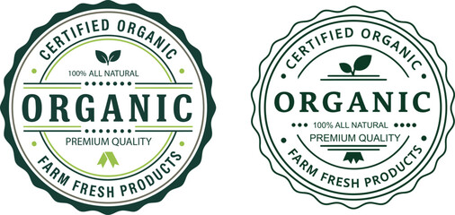 Obraz premium Certified Organic Farm Fresh Products Badge Logo – Premium Quality Natural Food Label