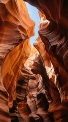 Stunning sandstone canyon with vibrant orange rock formations and natural light