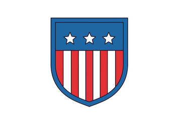 Obraz premium American shield emblem with red white and blue colors and three white stars on top