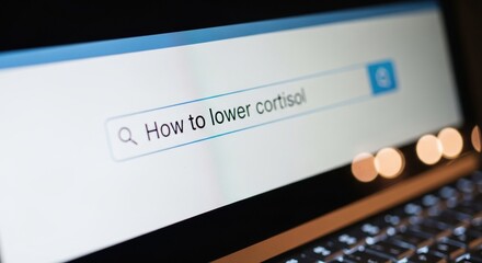 search bar displaying query on reducing cortisol levels on computer screen