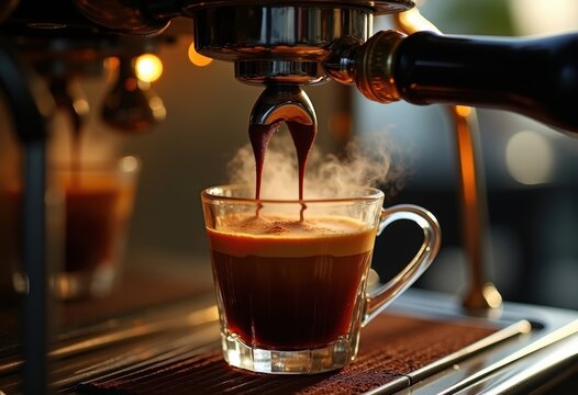 Authentic Italian Espresso Extraction Ritual Vintage Espresso Machine Barista Action