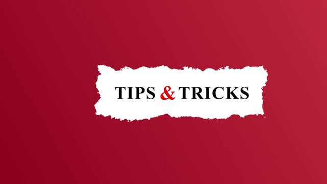 A torn red paper revealing tips and tricks to share a helpful learning message and spark a new idea. Motion graphics of text concept