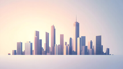 Obraz premium Minimal modern cityscape background with clean lines and geometric shapes.