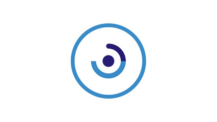 Blue and purple circular logo symbol.