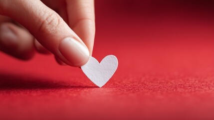 Fototapeta premium Hand holding a paper heart symbolizing love, care, and sharing