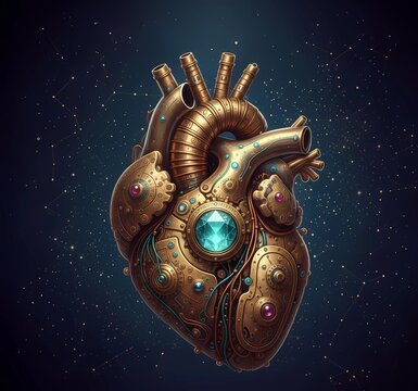 Mechanical Golden Steampunk Heart