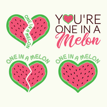 Summer Typography. You are One In A Melon, Summer Beach Design, Summer Quotes Designs.