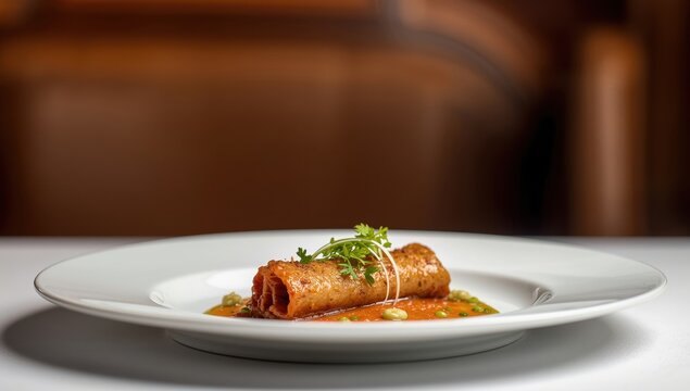 Gourmet beef tartare cannelloni at Batard, a French restaurant