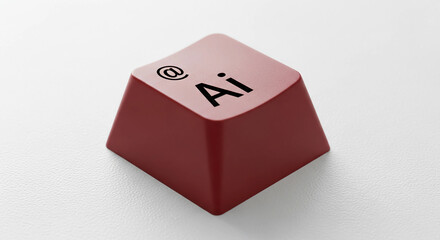 Red computer keycap with Ai symbol on white background. Concept of modern technologies. 