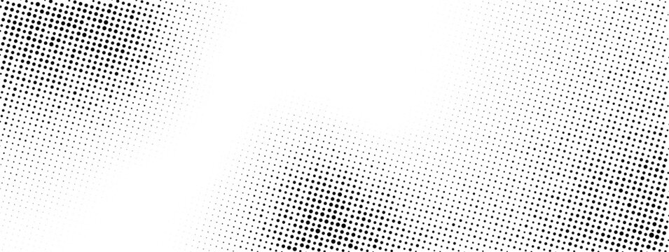 Halftone gradient rectangle frame background. Grunge dotted texture border with copy space. Vector stipple pointillism texture with faded grit noise. Sand, grain pattern on transparent background