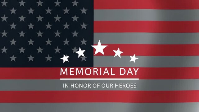 Memorial Day American Flag Patriotic Stars Honor Heroes Red White Blue Background HD video.