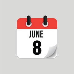 June Eighth Calendar Date Icon