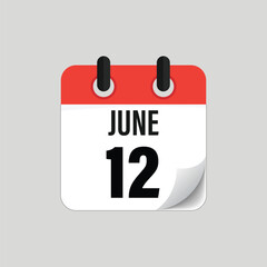 June Twelfth Calendar Date Icon