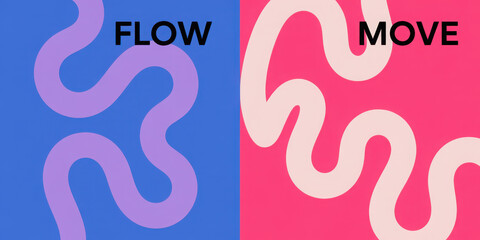 Obraz premium Vibrant abstract poster with flowing shapes in warm colors featuring colorful, fluid wavy lines for a dynamic, modern feel, motivational design typography for creative wall art 