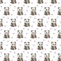 Cute Pink Panda Seamless Pattern