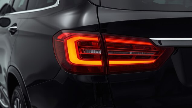 Rear brake light of a big black SUV