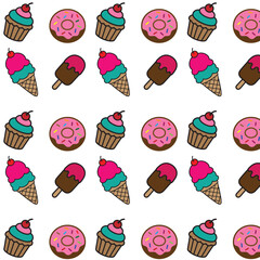 Sweet Desserts Cupcakes Ice Cream Pattern