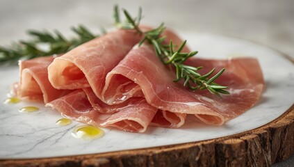 Rosemary-infused raw ham appetizer