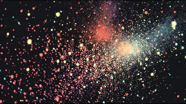 Abstract Dust Particles and Bokeh Light on Black Background Overlay