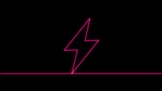 Pink Neon Lightning Bolt on Black Background electricity