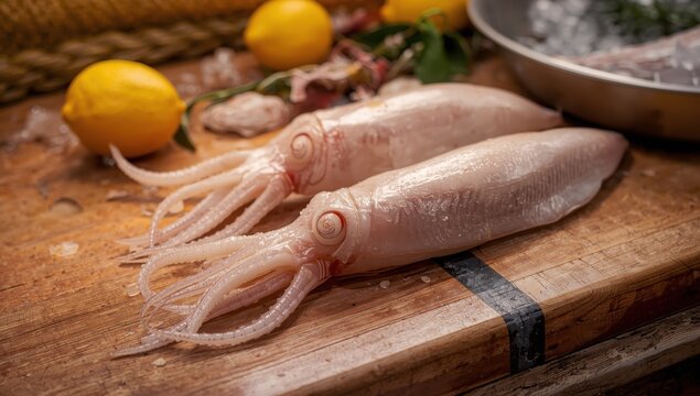 Sicilian market's fresh Mediterranean totani squid