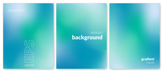 Abstract liquid background set. Gradient mesh. Effect blend blue green color. Blurred fluid colorful mix. Modern design template for web cover, header, ad banner, poster, brochure, flyer. Vector image © SrGr
