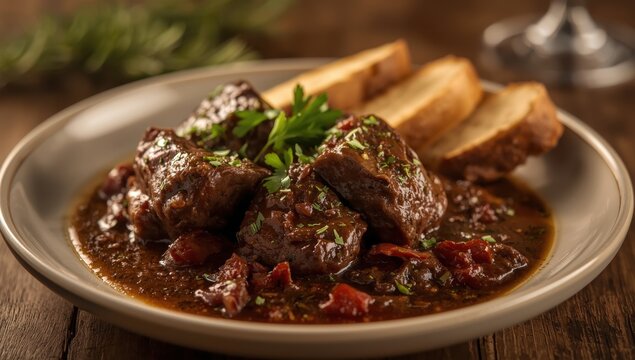 Spanish recipe for braised beef cheeks in wine sauce