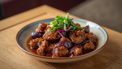 Stir-fried Chinese eggplant with ground pork and garlic sauce