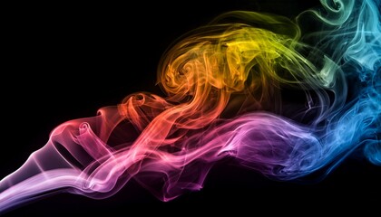 Obraz premium a mesmerizing display of colorful swirling smoke against a black background the contrasting hues create a captivating visual effect