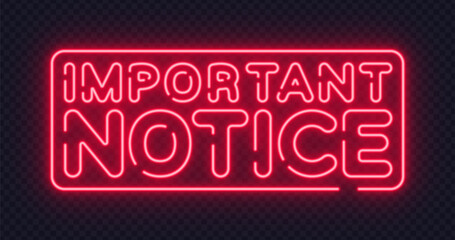Bold neon vector notice for urgent announcements. Suitable for warnings, alerts, and modern communication design projects.