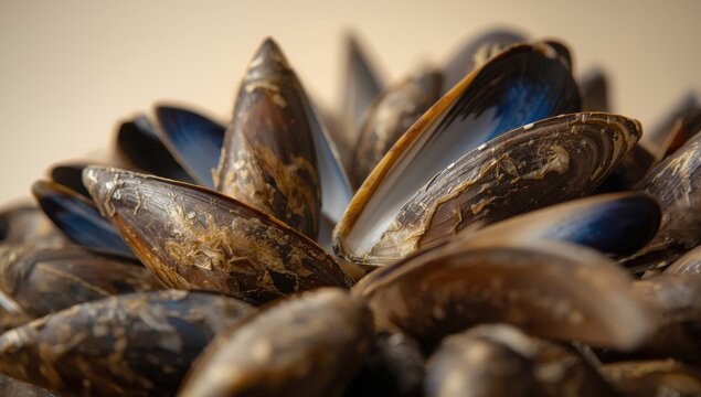 Zoomed-in view of vacant mussel shells