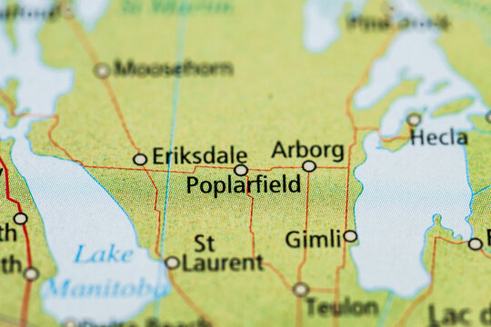 Detailed road map view of Poplarfield Arborg and Gimli area.