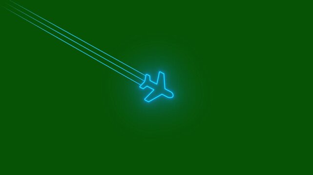 Glowing Simple plane icon, flay icon animation concept, simple flat plane animation. Airplane line path animation, Travel on airplane location map. 4k motion isolated on transparent background.