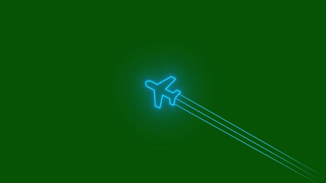 Glowing Simple plane icon, flay icon animation concept, simple flat plane animation. Airplane line path animation, Travel on airplane location map. 4k motion isolated on transparent background.