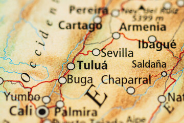 Detailed map of Tulua Buga and Chaparral Colombia area.