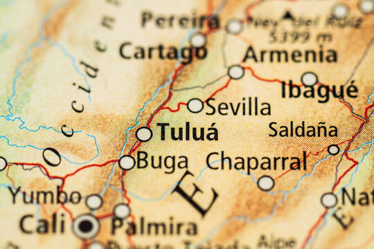 Detailed map of Tulua Buga and Chaparral Colombia area.