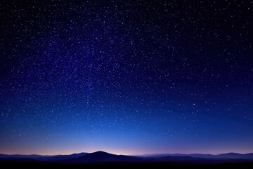 Fototapeta premium Starry twilight blue nightscape with silhouettes along the horizon