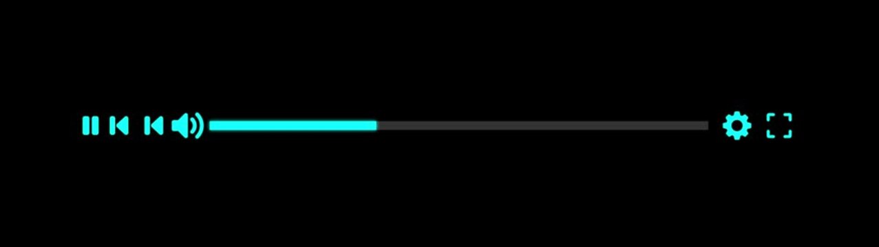 Media player template scroll bar button with audio reactor, Music timeline or video track player, Timeline bar moving as song media playing Animation. music player concept