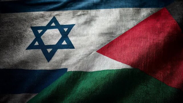 flag of israel and flag of palestine waving