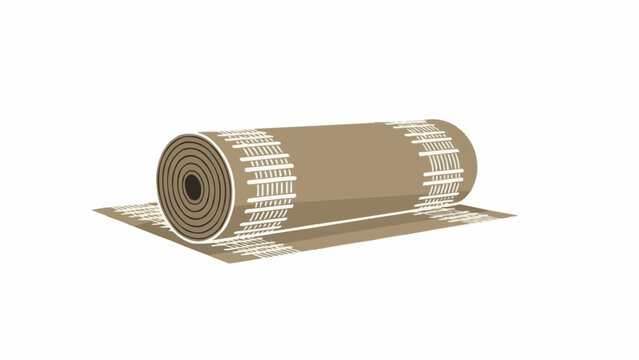 Rolled Beige Carpet on White Background.