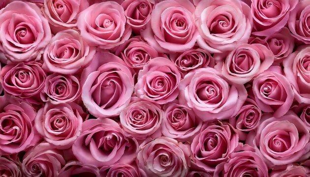 close up on a profusion of pink rose buds densely packed together petals tightly closed