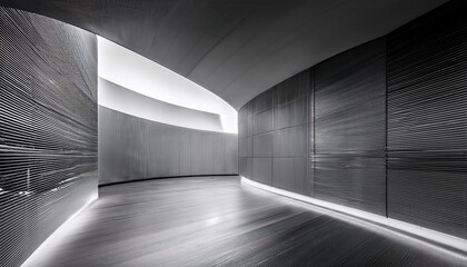 Obraz premium a minimalist grayscale interior with curved walls and strategically placed light