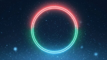 Fototapeta premium Festive Neon Circle Frame with Soft Halo and Starry Ambience