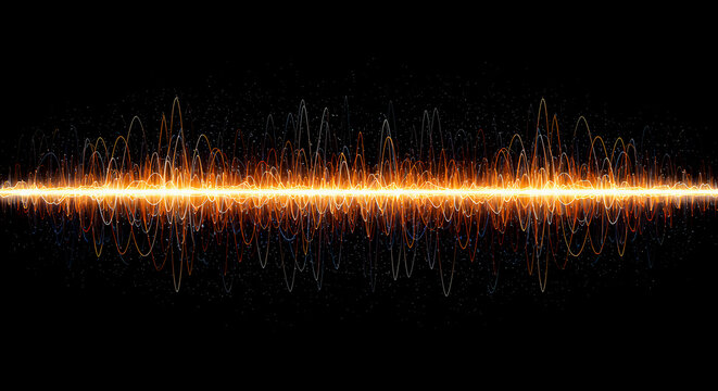 Vibrant sound wave pattern on black background from file 22131.JPG viewed from a digital perspective