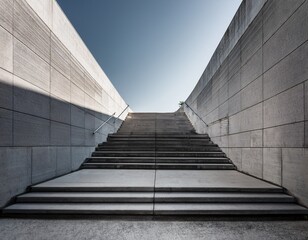 a modern concrete staircase with intriguing shadows and architectural lines