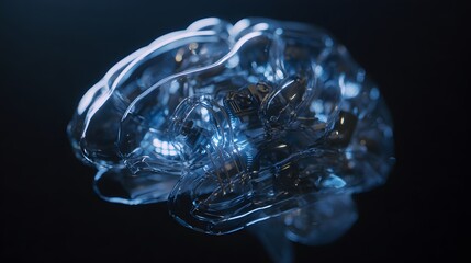 Futuristic robotic brain design showcases glowing circuits a serene vision of technological innovation