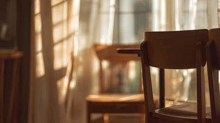 Fototapeta premium Warm sunlight bathes a cozy interior creating an inviting calm atmosphere perfect for peaceful moments